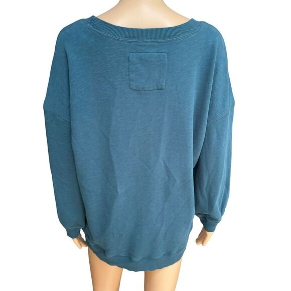Anthropologie Sun Keep Daydream Sweatshirt Graphic Pullover Turquoise SZ S - Picture 4 of 8